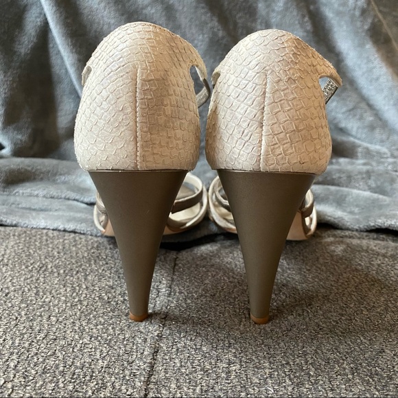 Kenneth Cole Strappy Leather Heels with Snakeskin Embossed Details - Picture 4 of 7